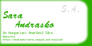 sara andrasko business card